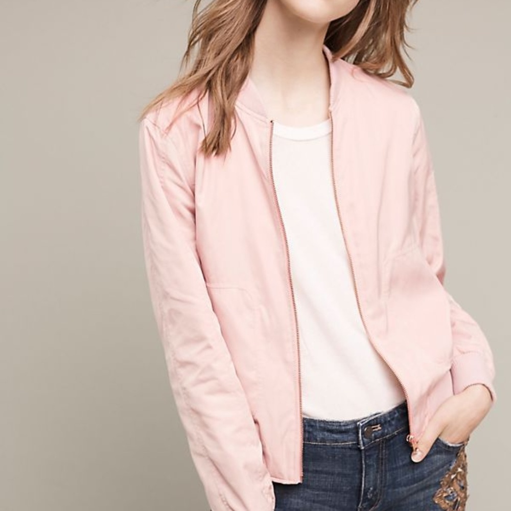Anthropologie Hei Hei Journey Pink Bomber Jacket